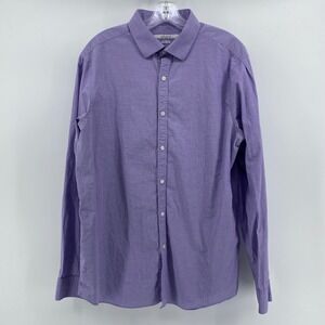 Perry Ellis Portfolio Mens XL Purple Very Slim Fit Stretch Button Down Shirt